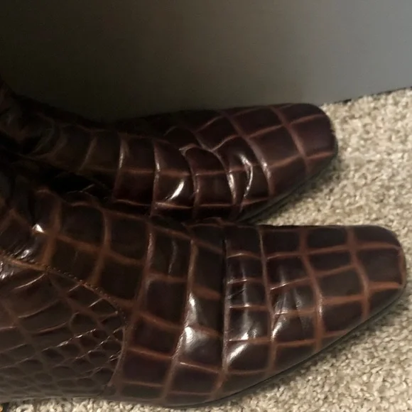 AUTHENTIC TORY BURCH Leather Equestrian rider Boot Crocodile print - Picture 9 of 11